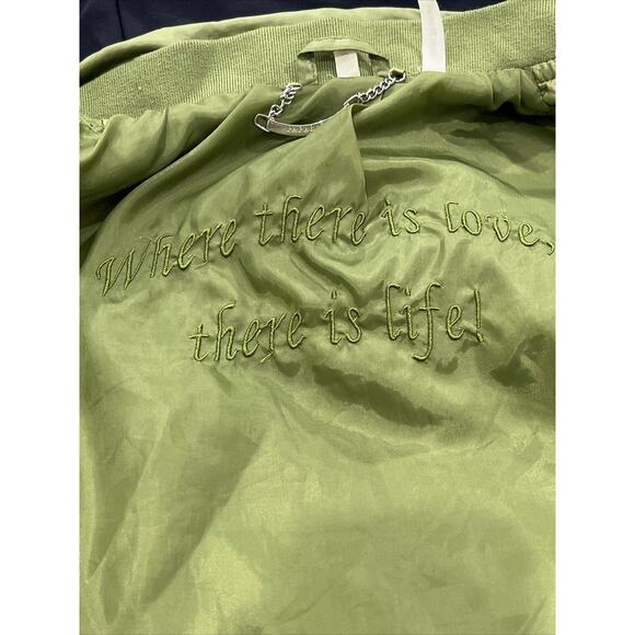 Paparazzi By Biz Size S Bomber Moto Jacket Lightweight Chartreuse Green - Picture 6 of 7